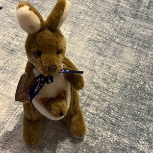 Brown and White Stuffed Kangaroo Toy